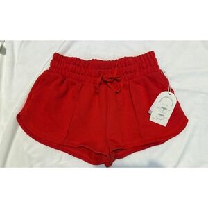 Blogilates Marshmallow Dolphin Short Red High Waist Pintuck Seam Pockets NWT